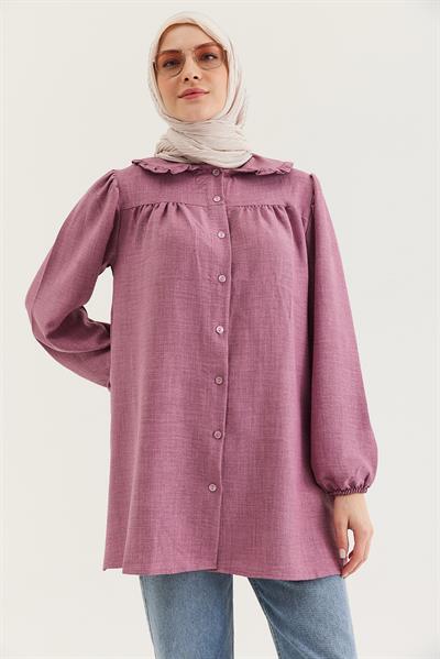 Bebe Yaka Gömlek Tunik Gül Kurusu