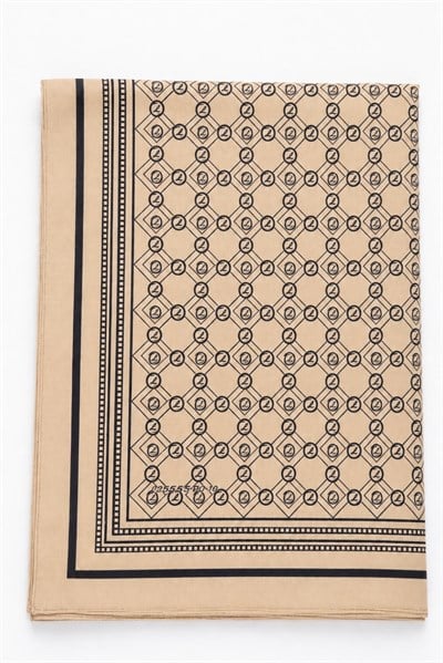 Kadın Monogram Desenli 180X70 Ölçülü Şal Bej