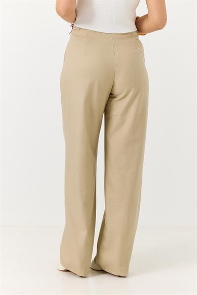 Kadın Rahat Kesim Yüksek Bel Pantolon Vizon