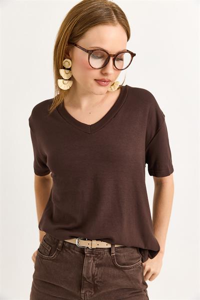 V Yaka Rahat Kalıp Bluz