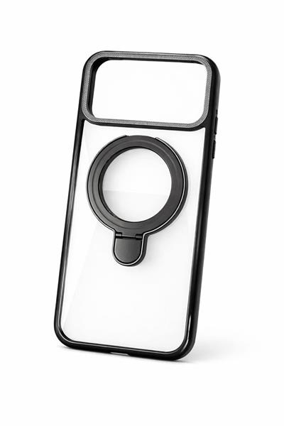 İphone 17 Pro Uyumlu Magsafe Dönebilen Halkalı Kılıf Lens Korumalı Siyah