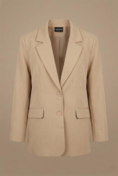 Kadın Düğmeli Oversize Blazer Ceket  Vizon