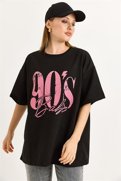 Bisiklet Yaka Kısa Kollu Tshirt Siyah