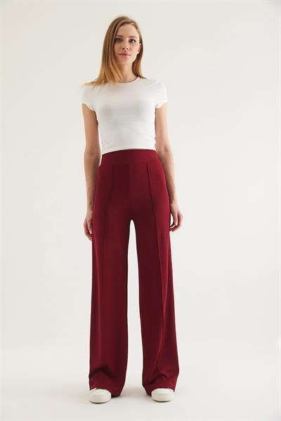 Kaymak Dokulu Modal  Palazzo Pantolon Bordo