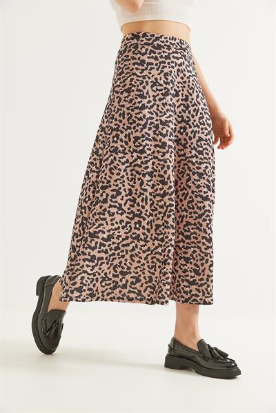 Leopar Desen Scuba Etek Kahve