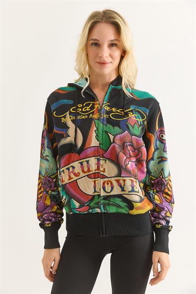 Kadın Vintage Karışık Desenli Hırka