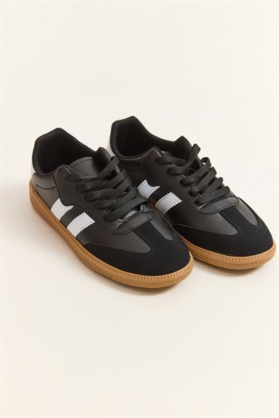 Çift Bant Samba Model Ayakkabı Siyah
