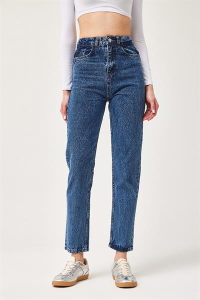 Yüksek Bel Mavi Esnek Kot Pantolon Lacivert