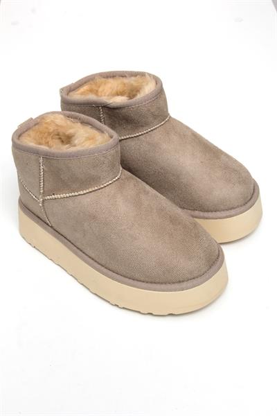 İçi Kürklü Süet Kadın Ayakkabı Gri