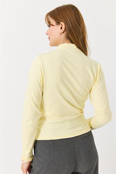 Kadın Yanları Büzgülü Bluz Sarı