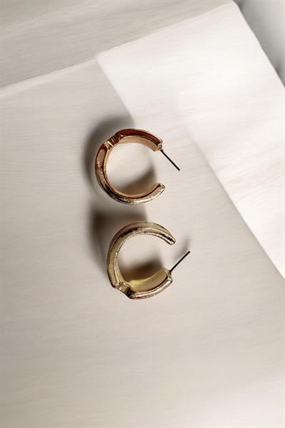 Beyaz Altın Kaplamalı Halka Küpe Gold