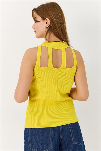 Kadın Esnek Triko Modern Kesim Detaylı Bluz 