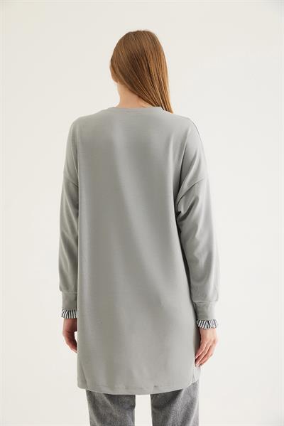 Gömlek Garnili Modal Tunik Gri