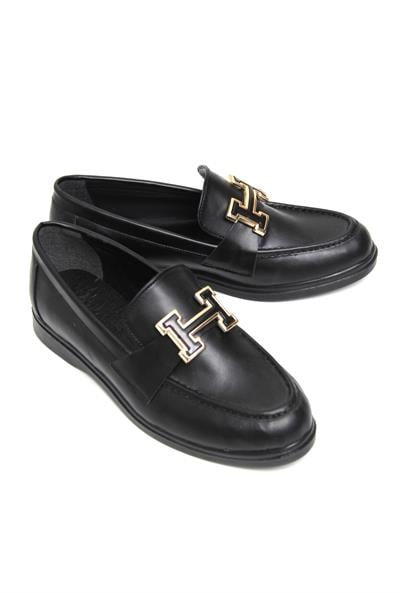 Aksesuarlı Mat Loafer Ayakkabı Siyah