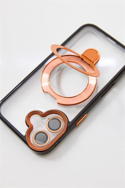 İphone 17 Uyumlu Magsafe Dönebilen Halkalı Kılıf Lens Korumalı Turuncu