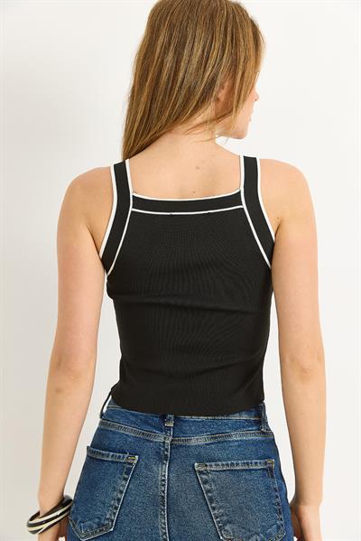 Halter Yaka Triko Bluz Siyah