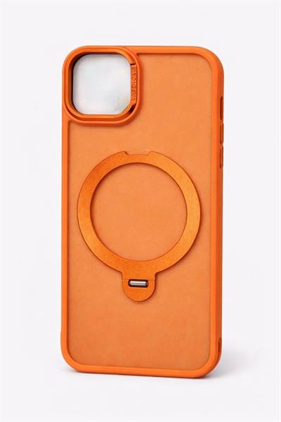 İphone 15 Pro Max Uyumlu MagSafe Dönebilen Mat Yüzeye Sahip Kılıf Turuncu