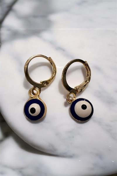 Nazar Boncuklu Sarkıt Küpe Gold