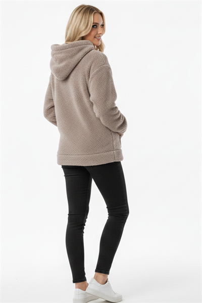 Kadın Kapüşonlu Welsoft Uzun Kollu Füme Sweatshirt