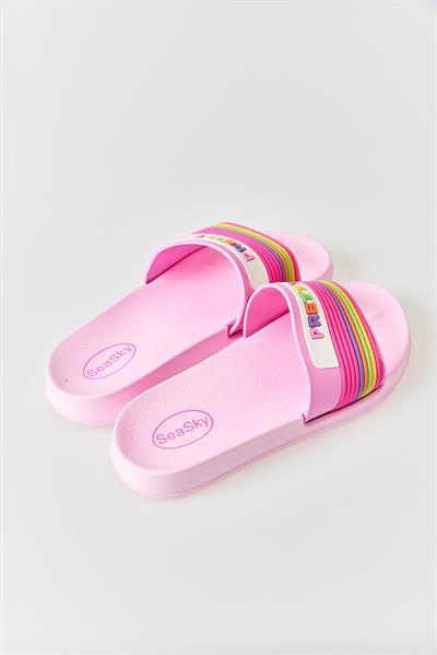 Kadın Renkli Havuz Plaj Terliği Pembe