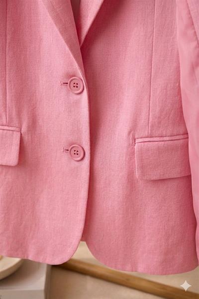 Kadın Oversize Çift Düğmeli Blazer Ceket Pembe