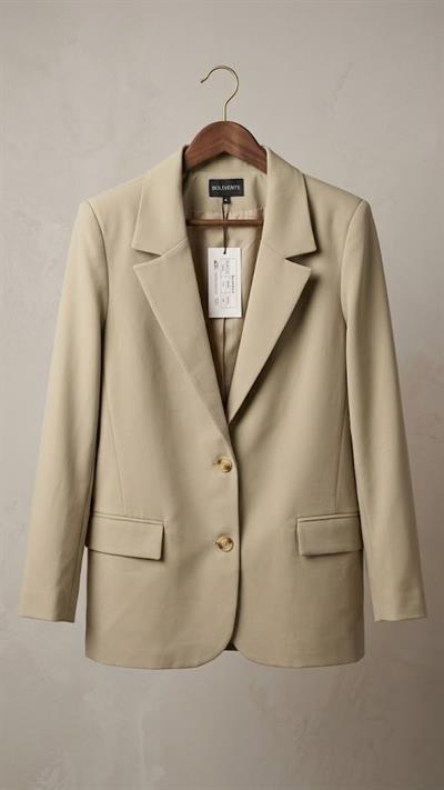 Kadın Oversize Çift Düğmeli Blazer Ceket Vizon