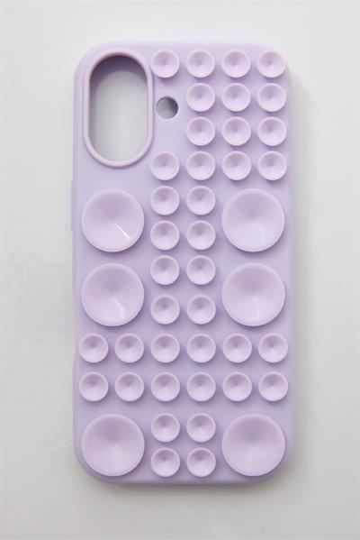 İphone  16  Uyumlu Vantuzlu ve Pop-it Özellikli Kılıf Lila