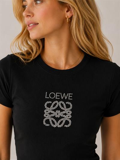 Kadın Love Taş Baskılı Penye Crop Bluz Siyah