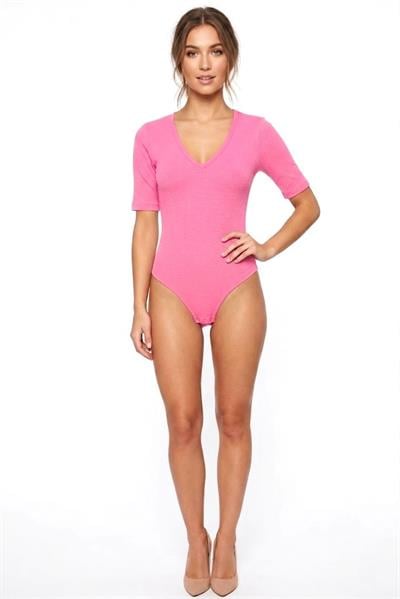 Kadın  V Yaka Alttan Çıtçıtlı Zıbın / Bluz Pembe