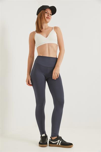 Yüksek Bel Toparlayıcı Alo Baskılı Tayt Füme