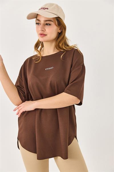 Bisiklet Yaka  Oysho Basic Tshirt Kahverengi