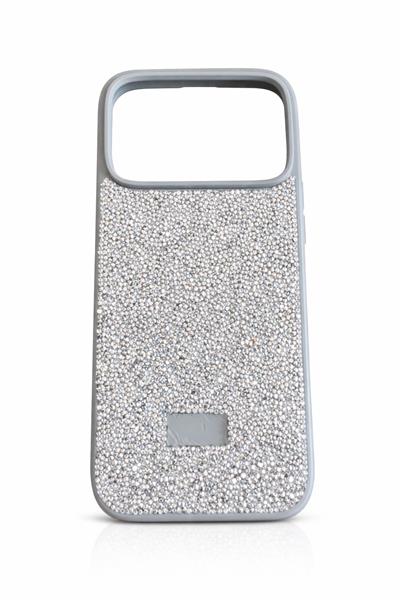 İphone 17 Pro Uyumlu Full Taş Detaylı Swarovski Kılıf Antrasit