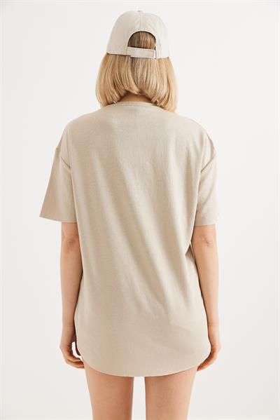 Bisiklet Yaka  Oysho Basic Tshirt Taş