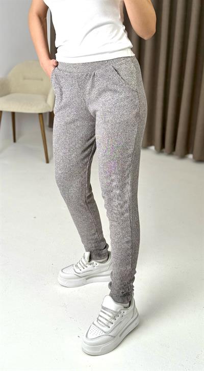 Gri Triko Cepli Esnek Rahat Tayt