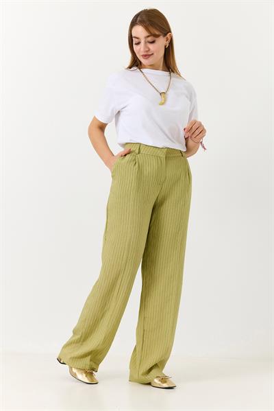 Kadın Rahat Kesim Bol Paça Mevsimlik Pantolon Yeşil