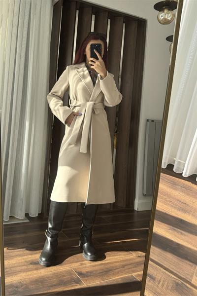 Kadın Yumuşak Kuşaklı Kaşe BEJ