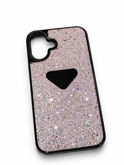 İphone 16 Plus Uyumlu   Parlak Taşlı Premium Kılıf Toz Pembe