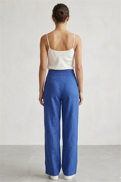 Kadın Yüksek Bel Rahat Kesim Palazzo Pantolon Lacivert