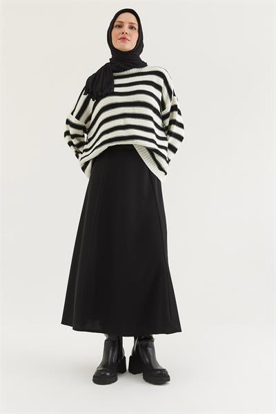 Beli Lastikli Kadın Etek Siyah