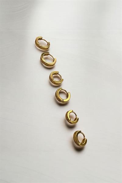 6 lı  Çelik Minimal Halka  Gold Küpe