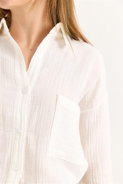 Uzun Kollu Oversize Gömlek Beyaz