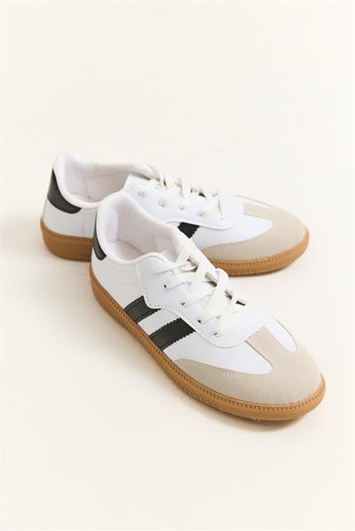 Çift Bant Samba Model Ayakkabı Beyaz