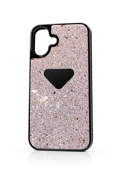 İphone 16 Plus Uyumlu   Parlak Taşlı Premium Kılıf Toz Pembe