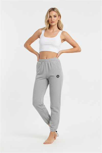 Kadın Paçası Lastıkli Geniş Paça Eşofman Altı Gri