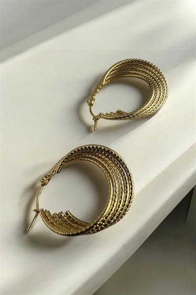 Çelik 5li Birleşik Küpe gold