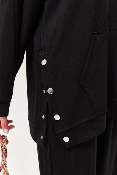 Çıtçıt Detay Kapüşonlu İkili Takım Siyah