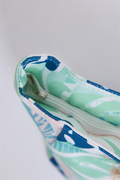 Renkli Desenli Kadın Plaj Çantası Yeşil