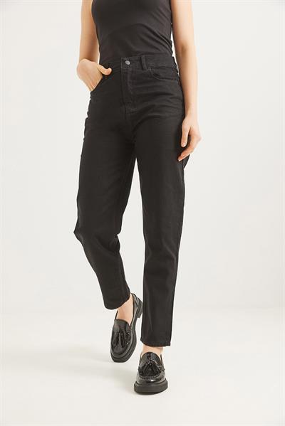 Yüksek Bel Bol Kesim Pantolon Siyah