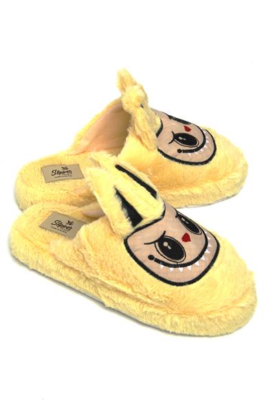 Figürlü Peluş Ev Terliği Sarı