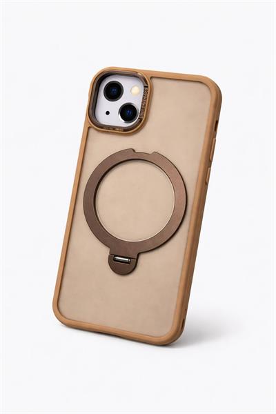 İphone 13 Uyumlu MagSafe Dönebilen Mat Yüzeye Sahip Kılıf Kahverengi